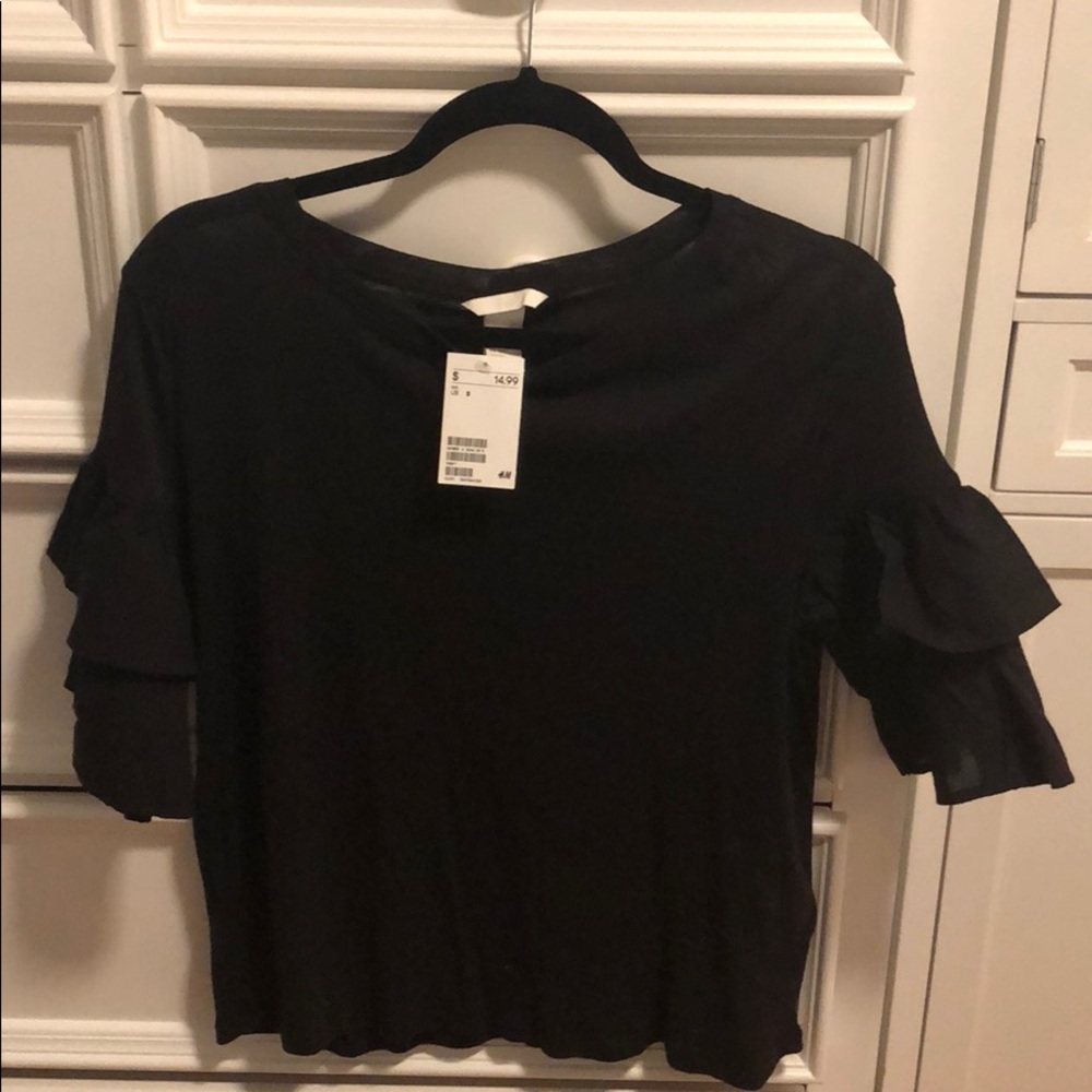 Jersey Ruffled Sleeve Top - Picture 2 of 3